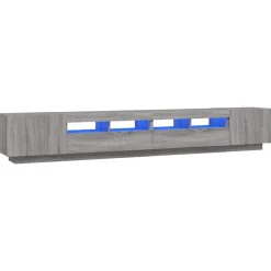 vidaXL 3-tlg. TV-Schrank-Set LED-Leuchten Grau Sonoma Holzwerkstoff