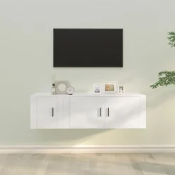 vidaXL 2-tlg. TV-Schrank-Set Weiß Holzwerkstoff