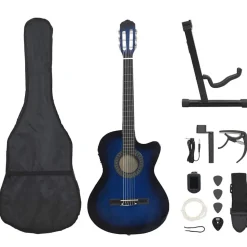 vidaXL 12-tlg. Western Gitarren-Set mit Equalizer und 6 Saiten Blau
