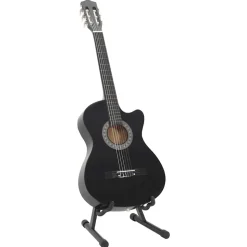 vidaXL 12-tlg Westerngitarre Set mit 6 Saiten Schwarz 38"