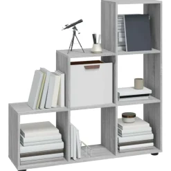 vidaXL Treppenregal Grau Sonoma 107 cm Holzwerkstoff