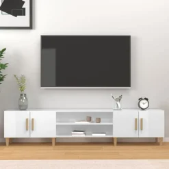 vidaXL TV-Schrank Hochglanz-Weiß 180x31,5x40 cm Holzwerkstoff