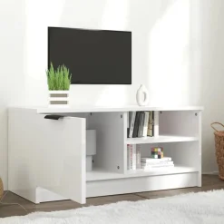 vidaXL TV-Schrank Hochglanz-Weiß 80x35x36,5 cm Holzwerkstoff
