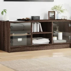 vidaXL TV-Schrank mit Glastüren Braun Eichen-Optik 102x37x42 cm