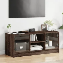 vidaXL TV-Schrank mit Glastüren Braun Eichen-Optik 102x37x42 cm