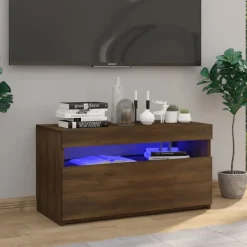 vidaXL TV-Schrank mit LED-Leuchten Braun Eichen-Optik 75x35x40 cm
