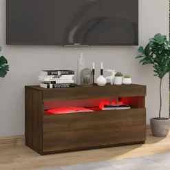 vidaXL TV-Schrank mit LED-Leuchten Braun Eichen-Optik 75x35x40 cm