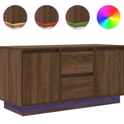 vidaXL TV-Schrank mit LED-Leuchten Braun Eichen-Optik 100x41x50 cm