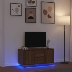 vidaXL TV-Schrank mit LED-Leuchten Braun Eichen-Optik 100x41x50 cm