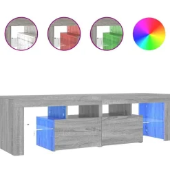 vidaXL TV-Schrank mit LED-Leuchten Grau Sonoma 140x36,5x40 cm