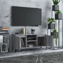 vidaXL TV-Schrank mit Metallbeinen Grau Sonoma 103,5x35x50 cm