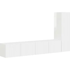 vidaXL TV-Schrankset Wandmontiert 3 pcs Hochglanz Weiß Holzwerkstoff