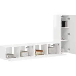 vidaXL TV-Schrankset Wandmontiert 3 pcs Hochglanz Weiß Holzwerkstoff