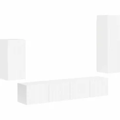 vidaXL TV-Schrankset Wandmontiert 4 pcs Hochglanz Weiß Holzwerkstoff