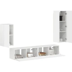 vidaXL TV-Schrankset Wandmontiert 4 pcs Hochglanz Weiß Holzwerkstoff