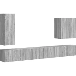 vidaXL TV-Wandregal-Set Wandmontiert 6 pcs Graues Sonoma