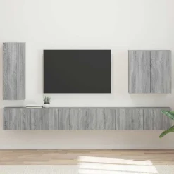 vidaXL TV-Wandregal-Set Wandmontiert 6 pcs Graues Sonoma