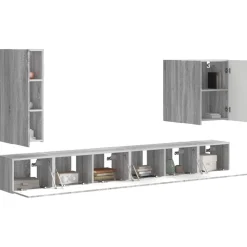 vidaXL TV-Wandregal-Set Wandmontiert 6 pcs Graues Sonoma
