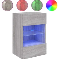 vidaXL TV-Wandschrank mit LED-Leuchten Grau Sonoma 40x30x60,5 cm