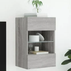 vidaXL TV-Wandschrank mit LED-Leuchten Grau Sonoma 40x30x60,5 cm