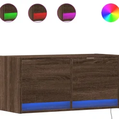 vidaXL TV-Wandschrank mit LED-Leuchten Braun Eichen-Optik 80x31x38 cm