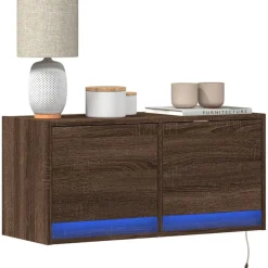 vidaXL TV-Wandschrank mit LED-Leuchten Braun Eichen-Optik 80x31x38 cm