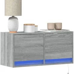 vidaXL TV-Wandschrank mit LED-Beleuchtung Grau Sonoma 80x31x38 cm