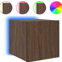 vidaXL TV-Wandschrank mit LED-Leuchten Braun Eichen-Optik 30,5x35x30cm