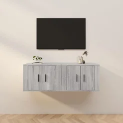 vidaXL TV-Wandschränke 2 Stk. Grau Sonoma 57x34,5x40 cm