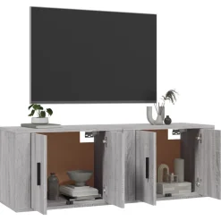 vidaXL TV-Wandschränke 2 Stk. Grau Sonoma 57x34,5x40 cm