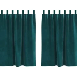 vidaXL Verdunkelungsvorhänge 2 pcs Dunkelgrün 140 x 140 cm Samt