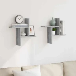 vidaXL Wandregale 2 Stk. Grau Sonoma 38x12x38 cm Holzwerkstoff