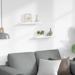 vidaXL Wandregale 2 Stk. Hochglanz-Weiß 40x9x3 cm
