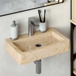 vidaXL Wandwaschbecken Creme 38x24x6,5 cm Marmor