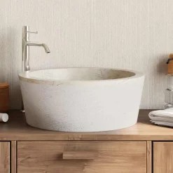 vidaXL Waschbecken Creme Ø40x15 cm Marmor