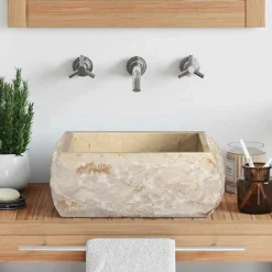 vidaXL Waschbecken Creme 30x30x13 cm Marmor