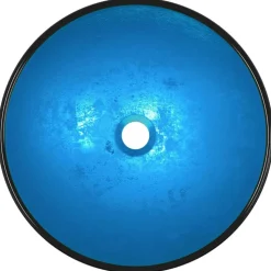 vidaXL Waschbecken Hartglas 42x14 cm Blau