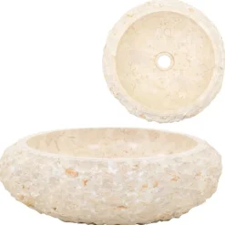 vidaXL Waschbecken 40x12 cm Marmor Creme