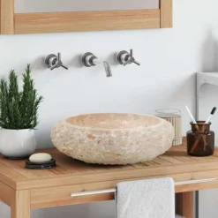 vidaXL Waschbecken 40x12 cm Marmor Creme
