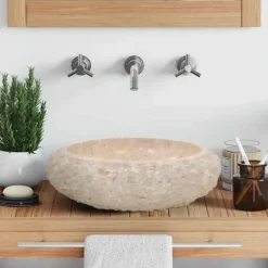vidaXL Waschbecken 40x12 cm Marmor Creme