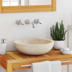 vidaXL Waschbecken 40x12 cm Marmor Creme