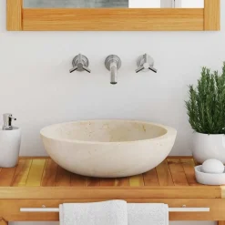 vidaXL Waschbecken 40x12 cm Marmor Creme