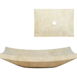 vidaXL Waschbecken 50x35x12 cm Marmor Cremefarben