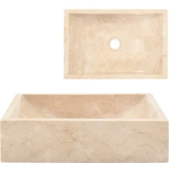 vidaXL Waschbecken 45x30x12 cm Marmor Hochglanz-Creme