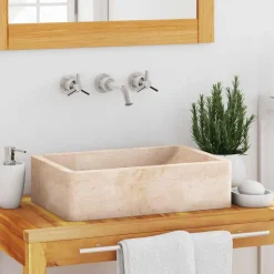 vidaXL Waschbecken 45x30x12 cm Marmor Hochglanz-Creme
