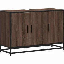 vidaXL Waschbeckenunterschrank Braun Eichen-Optik 90x33x60 cm