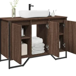 vidaXL Waschbeckenunterschrank Braun Eichen-Optik 91x35x60 cm