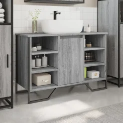 vidaXL Waschbeckenunterschrank Grau Sonoma 91x35x60 cm Holzwerkstoff
