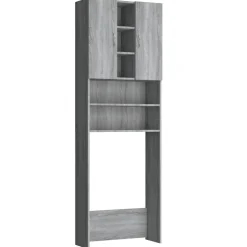 vidaXL Waschmaschinenschrank Grau Sonoma 64x25,5x190 cm