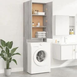 vidaXL Waschmaschinenschrank Grau Sonoma 64x25,5x190 cm